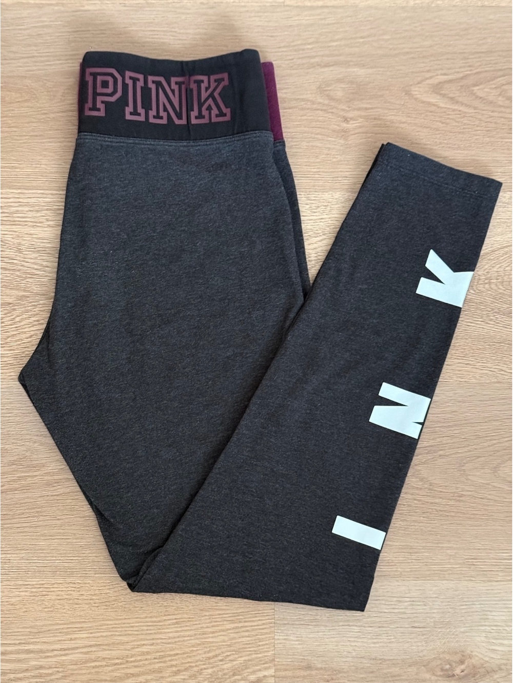 Victoria's Secret PINK Yoga Leggings with Two-Tone Waistband and Logo Detail
